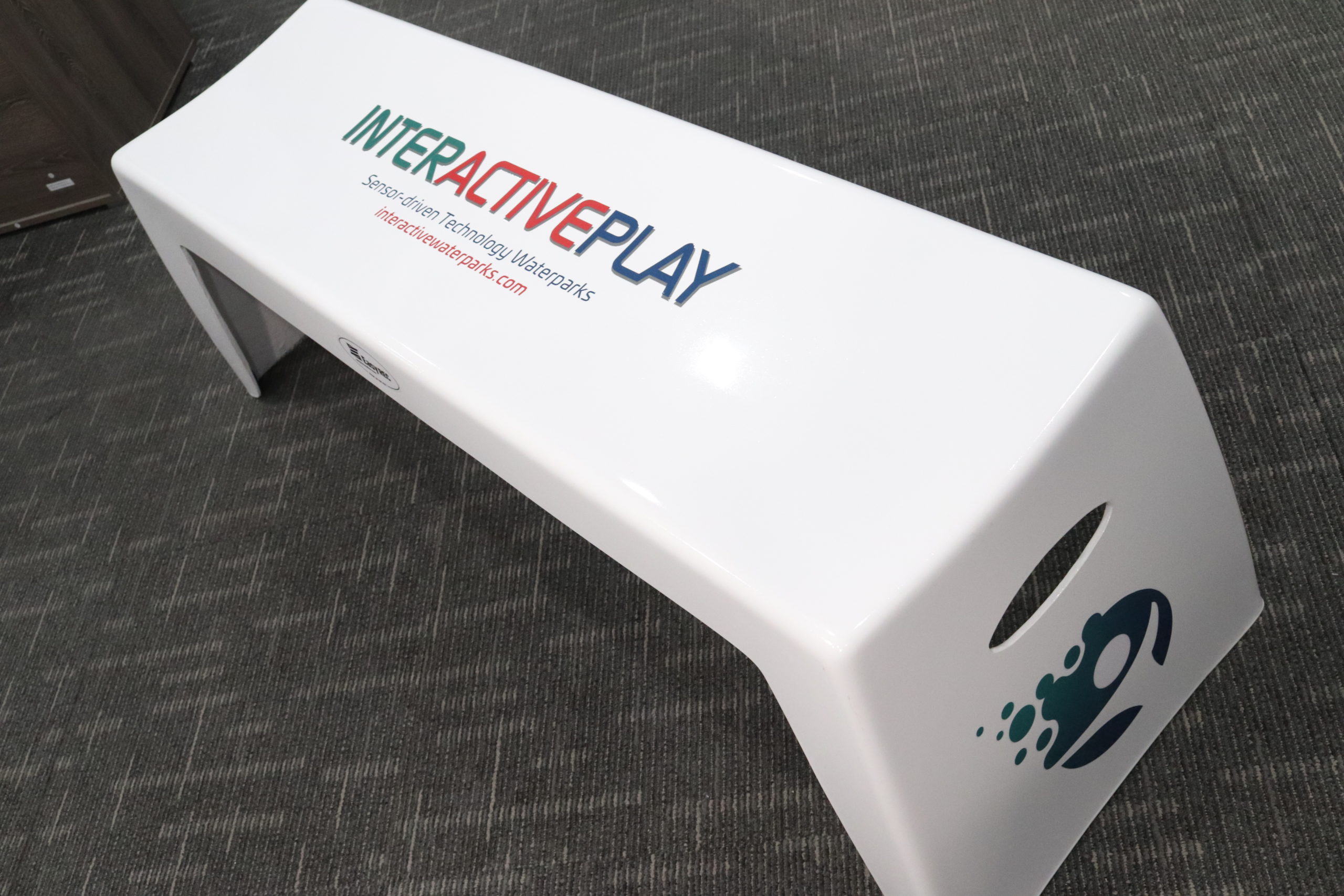 Easy Stack Bench in White with Full-Color Logo