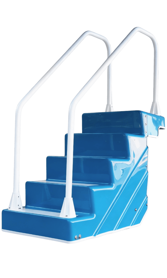 Blue ADA Easy Stair with white handrails