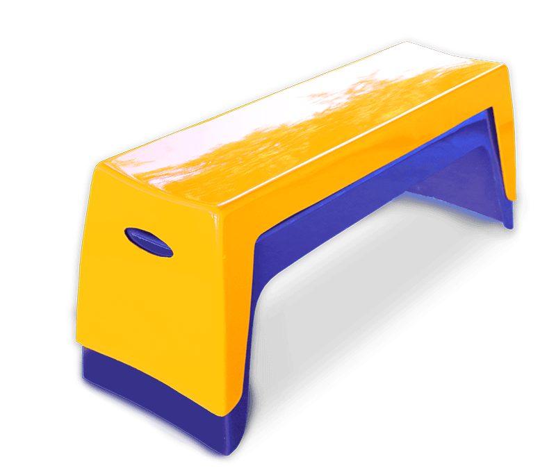 Yellow and blue Easy Stack Bench
