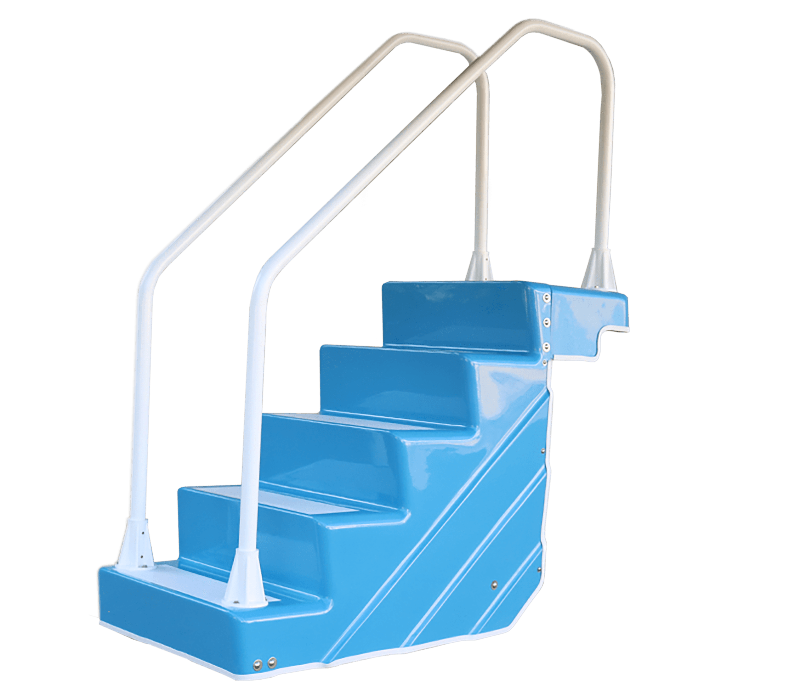 Blue ADA Easy Stair with white handrails