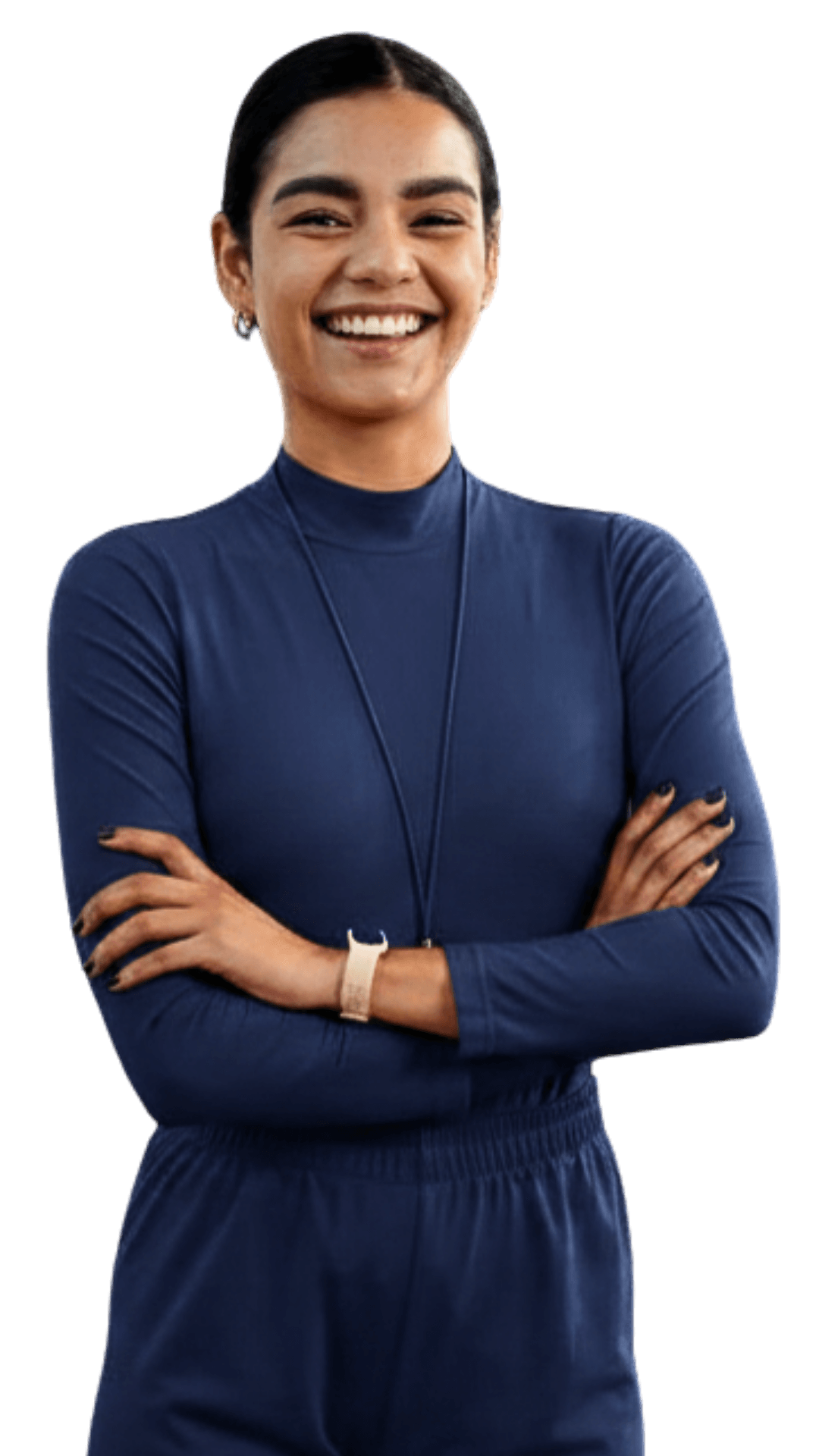 Swim coach standing with arms crossed
