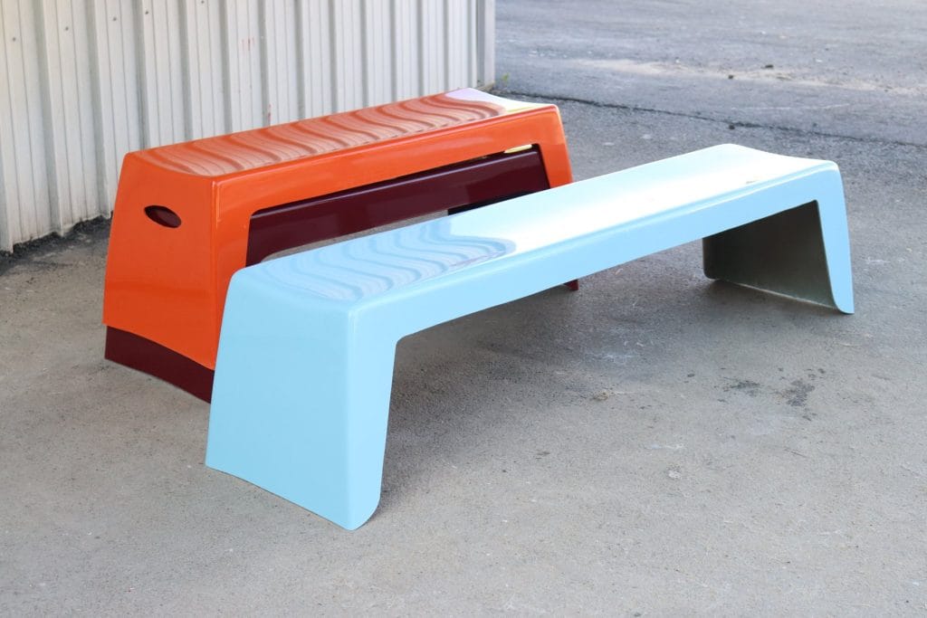 Orange and light blue Easy Stack Benches